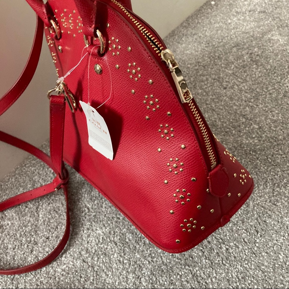 Authentic Coach BORDER STUD CORA DOMED limited design satchel bag NWT - Picture 5 of 12